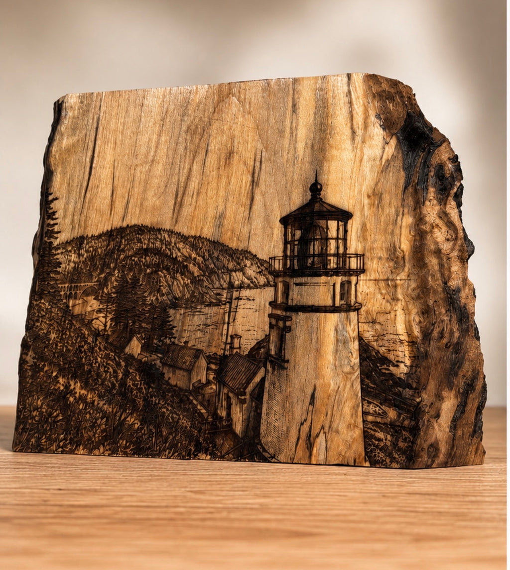 Wood burned Spalted  Maple  live-edge Art