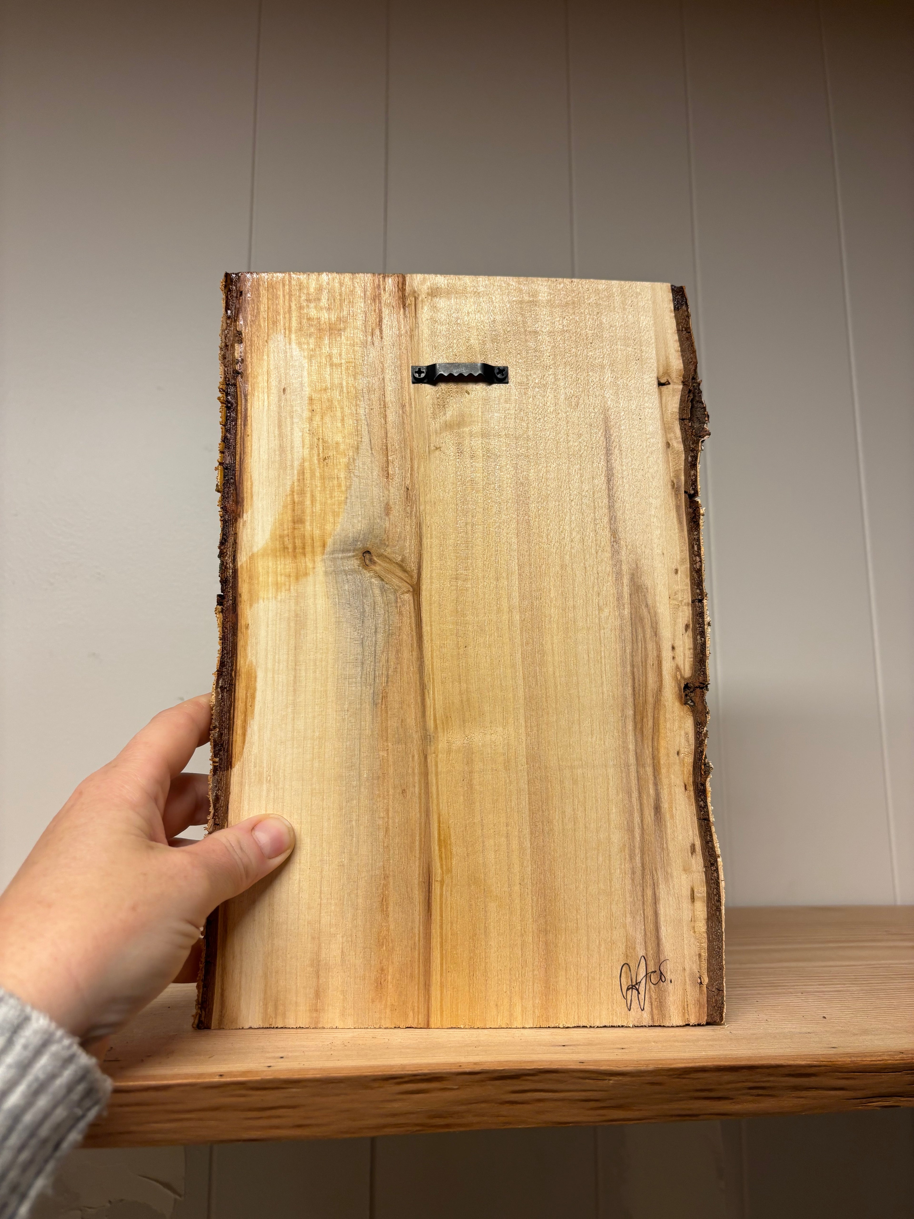 Wood burned birch Slab live edge Art