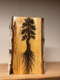 Wood burned birch Slab live edge Art