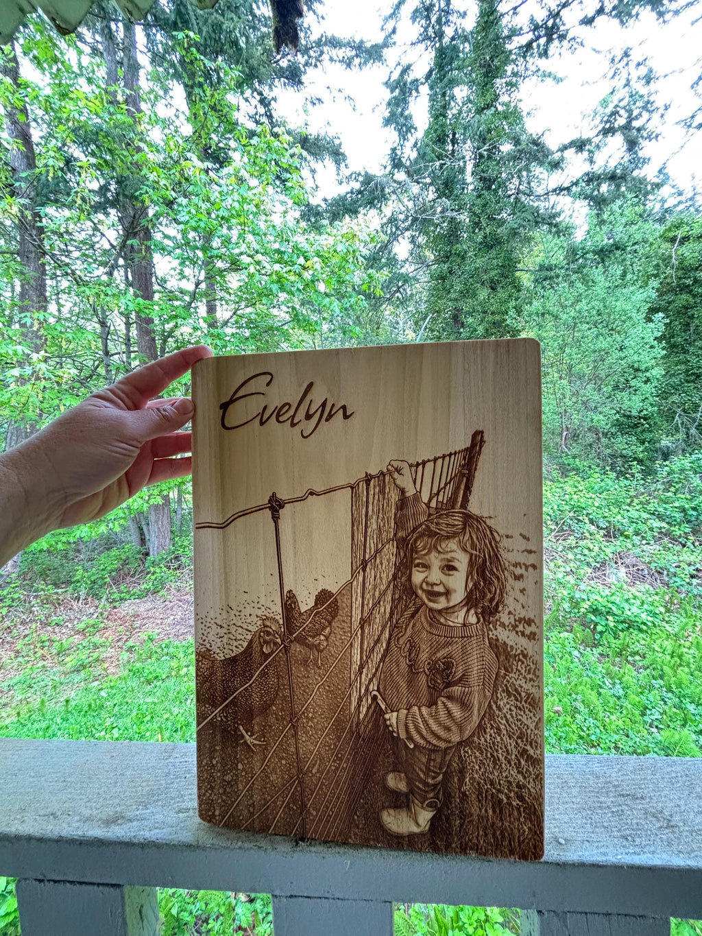 Wood burned Portraits on Live Edge